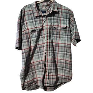 Prana Button Up Shirt Men's Size X Large Plaid Short Sleeve  Cotton